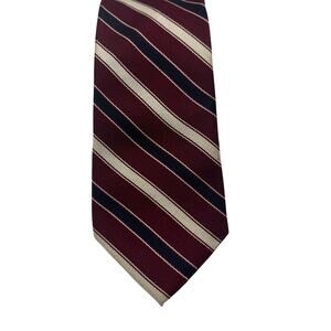 Oleg Cassini Neck Tie Mens Red Maroon Striped